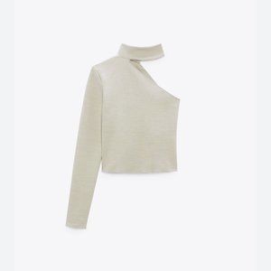 NWT ZARA ASYMMETRIC STRETCH KNIT TOP SIZE M